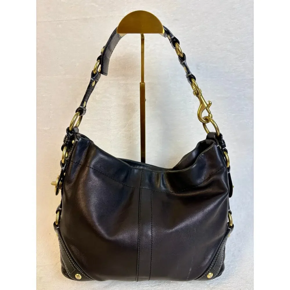 Coach Y2K Black Leather Carly Hobo